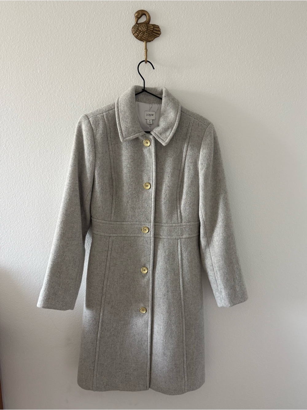 J. Crew Gray Wool Blend Single-Breasted Lady Coat